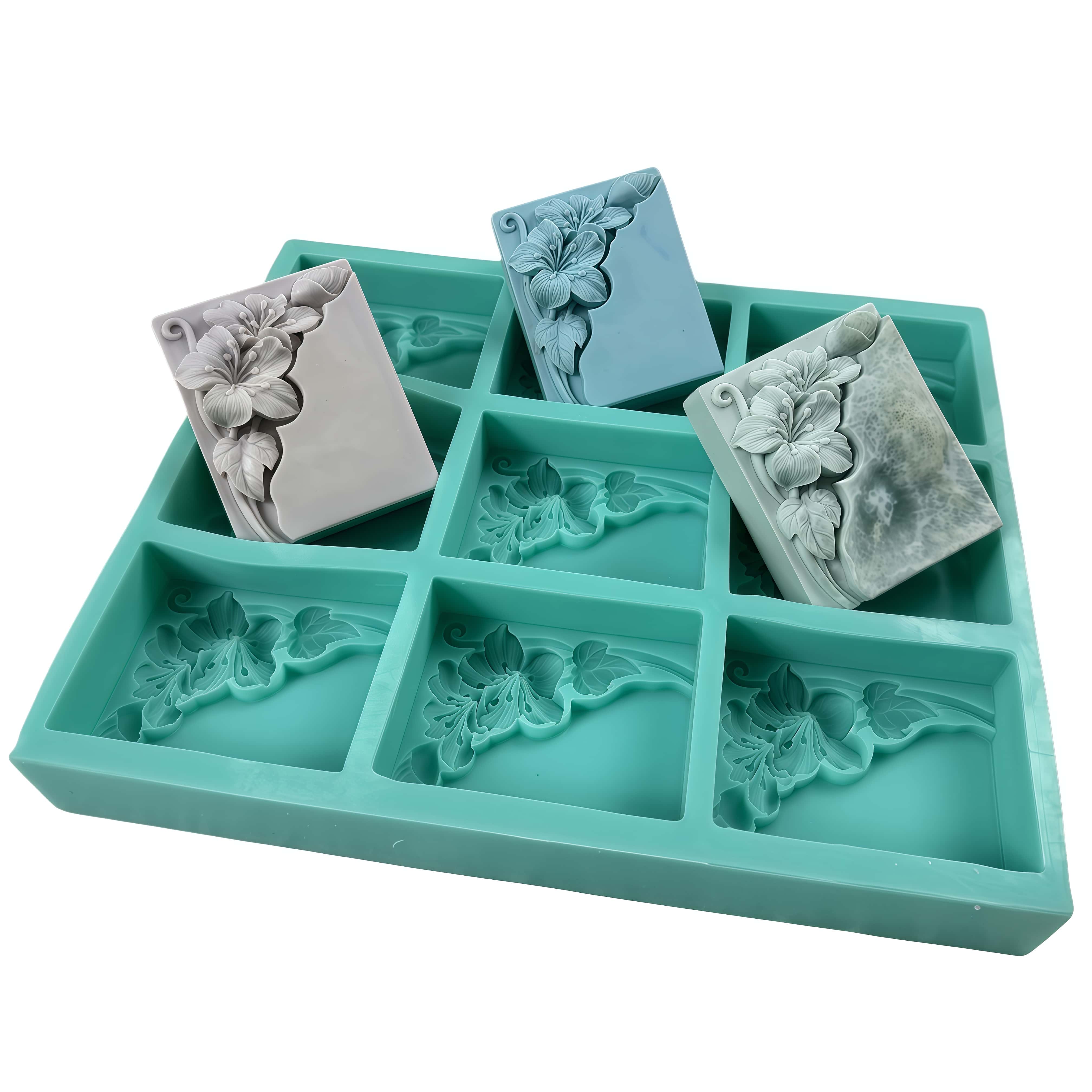 Soap Making Accessories - Stampo per sapone floreale a 9
